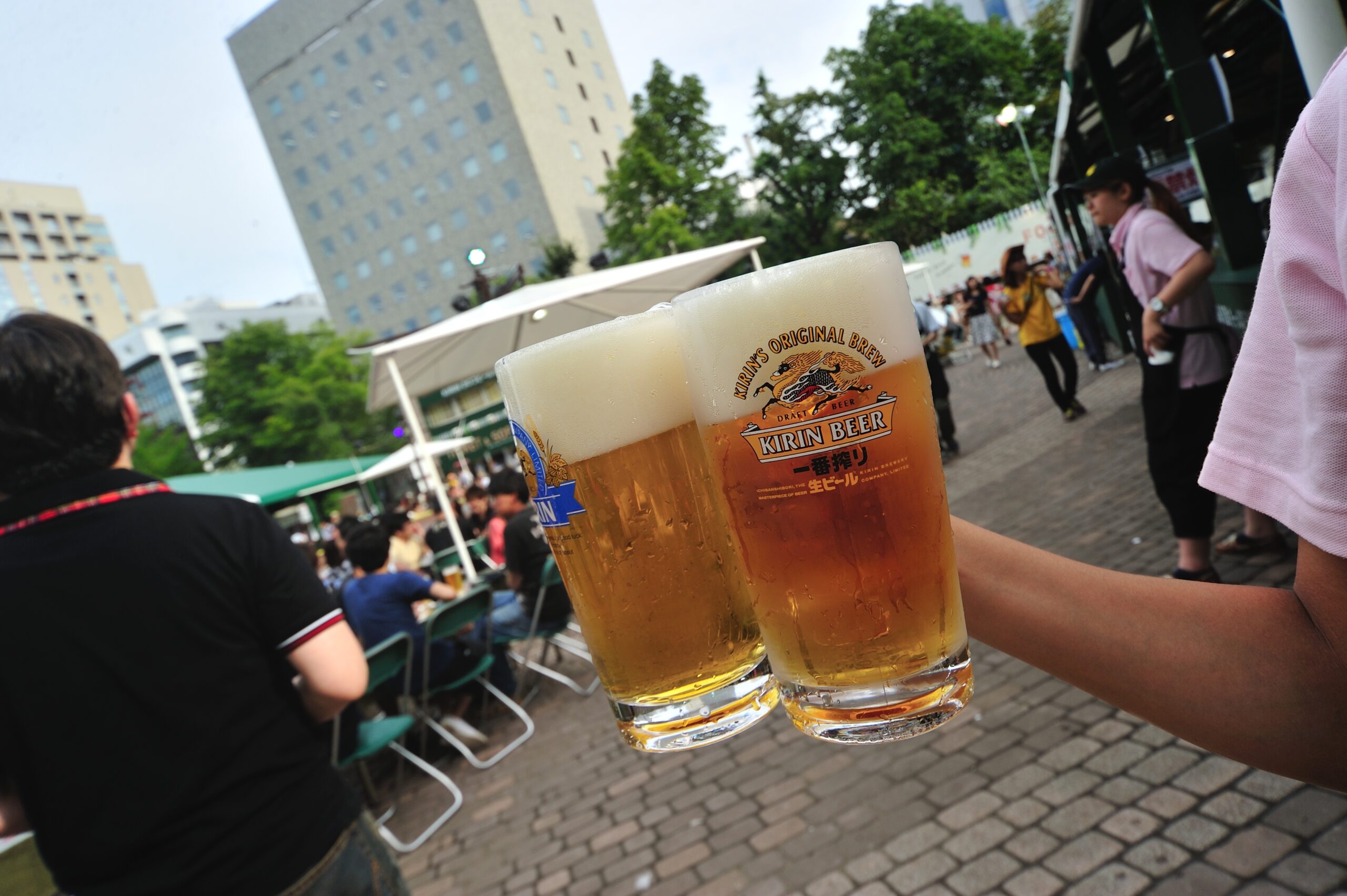Japan's biggest beer brands each construct their own beer garden. A number of international beers are available too!